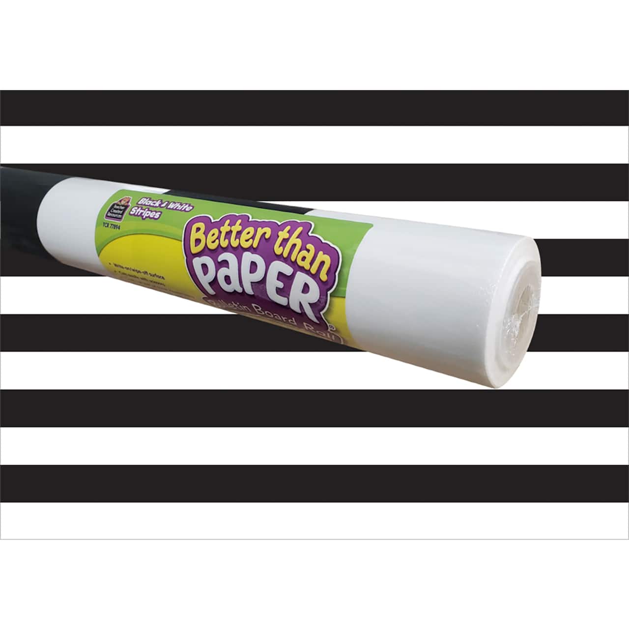 Teacher Created Resources Better Than Paper&#xAE; Black &#x26; White Stripes Bulletin Board Roll, 4ct.